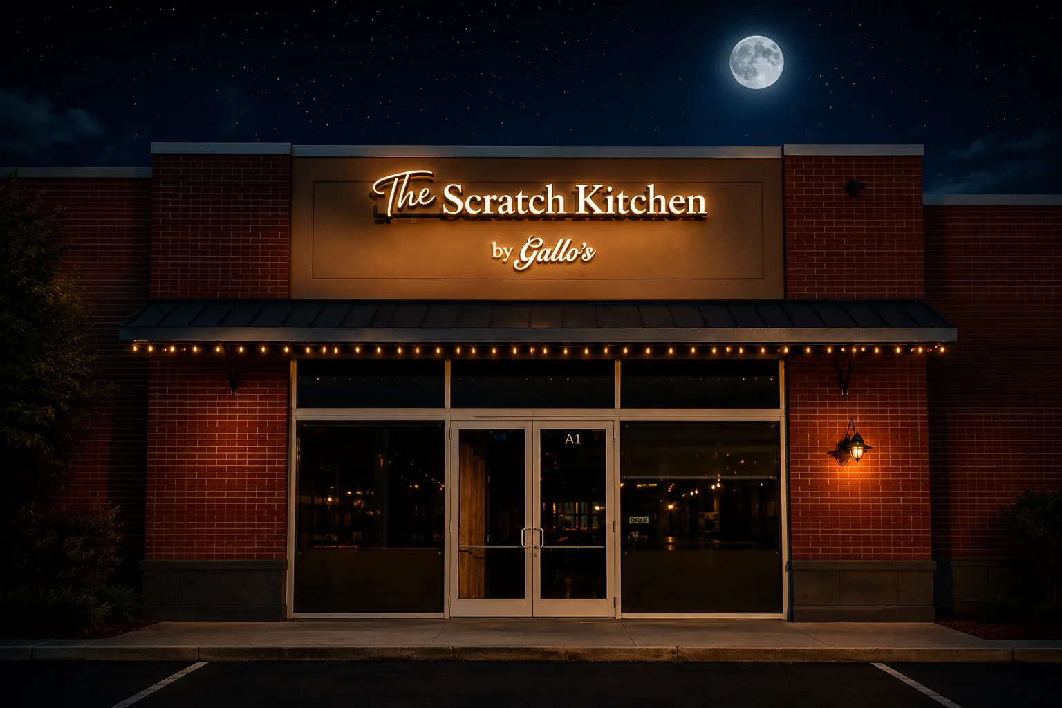 The candlelit dining room and bar at The Scratch Kitchen by Gallo's